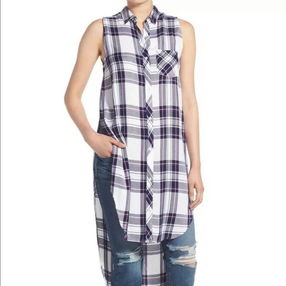 Rails Plaid Long Tunic Button Down